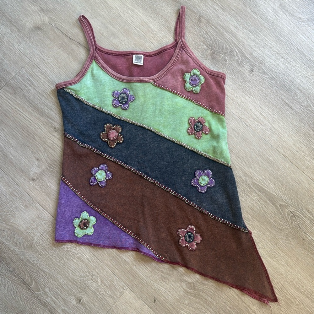 Vintage Anantara y2k flower patchwork shirt Sm/med